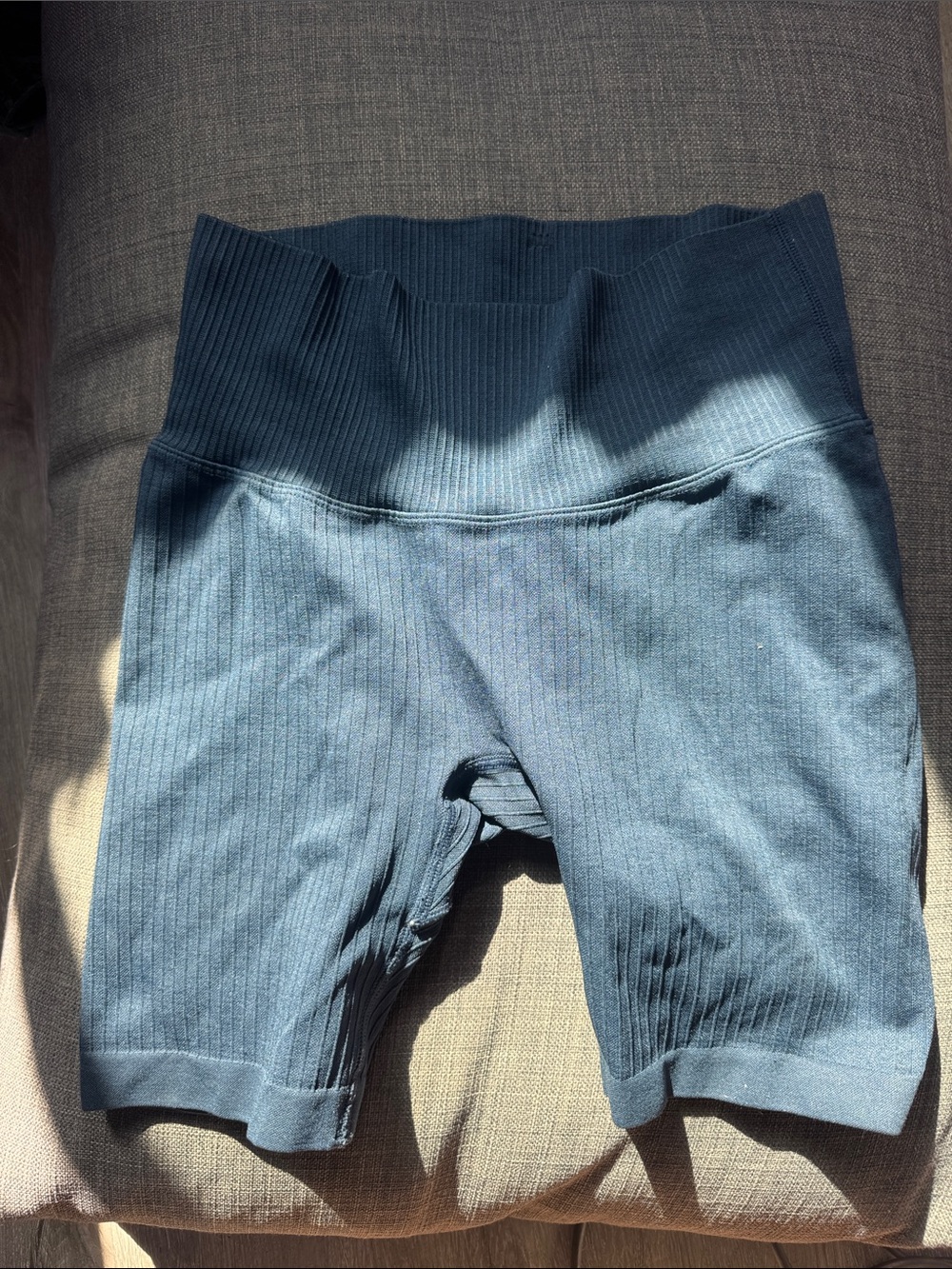 Ribbed High-Waist Bike Shorts - Deep Teal
